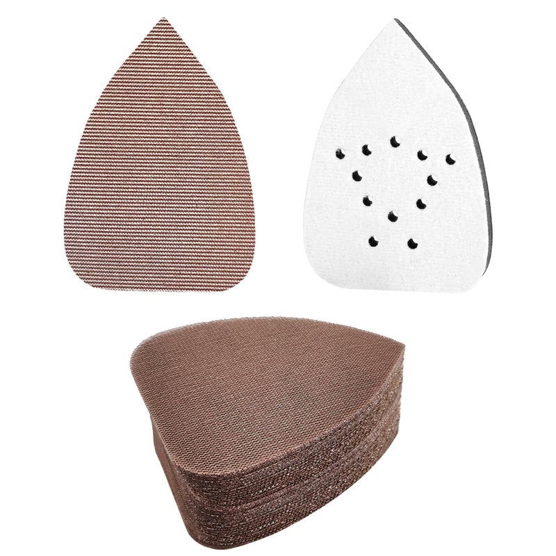 FOWOK Mouse Mesh Sanding Sets, 1Pc Sanding Interface Pad and 50Pcs Sanding Paper 80 | 120 | 180 | 240 | 320 Grit Hook and Loop Sandpaper for Detail Sander -FMN51 - Image 1